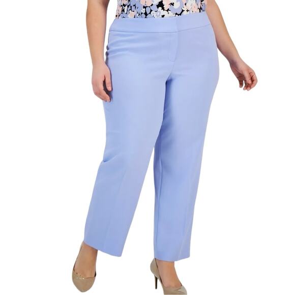 Kasper New Dress Pants Straight Leg Flat Front Sky Blue Women’s Plus Size 20W - Picture 2 of 10